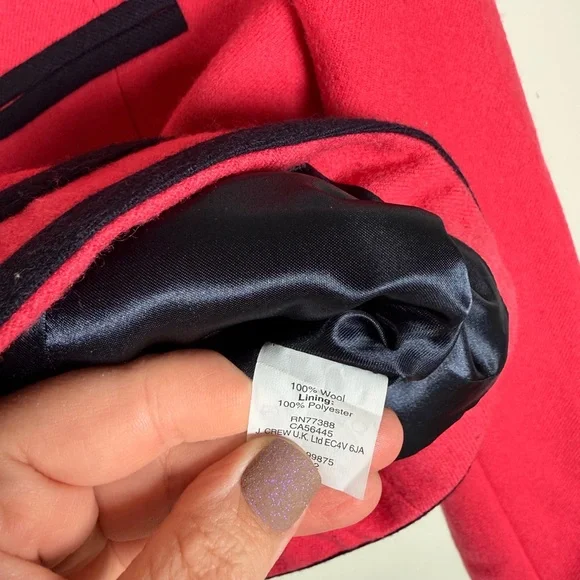 J.Crew Wool Lady Jacket in Bright Berry with Navy Trim - Picture 9 of 9